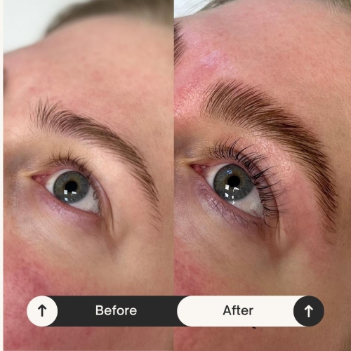 Før og efter brow og lash lift i Viborg
